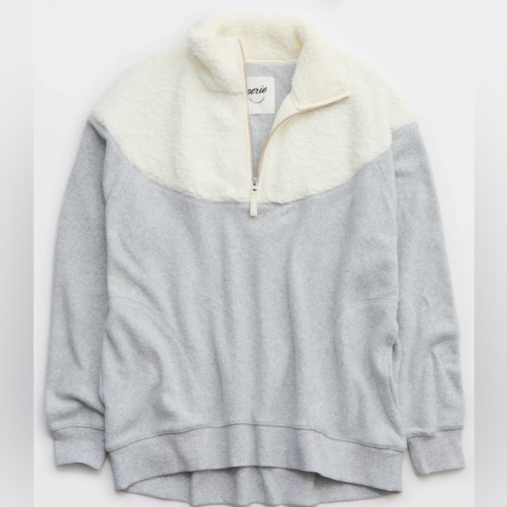 Aerie Hometown Holiday Quarter Zip Sweatshirt NWT Medium